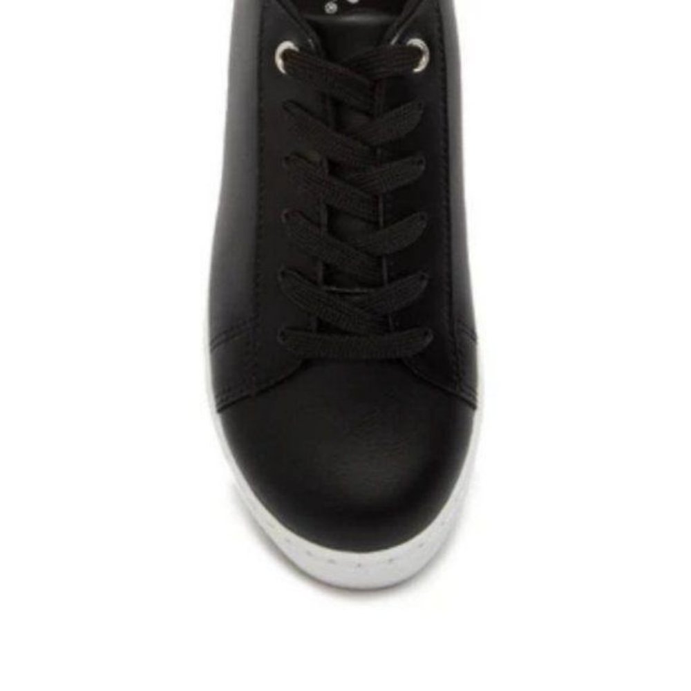 !! NEW !! Black Platform Sneakers w/ Studded Leopard Detail - Picture 4 of 5